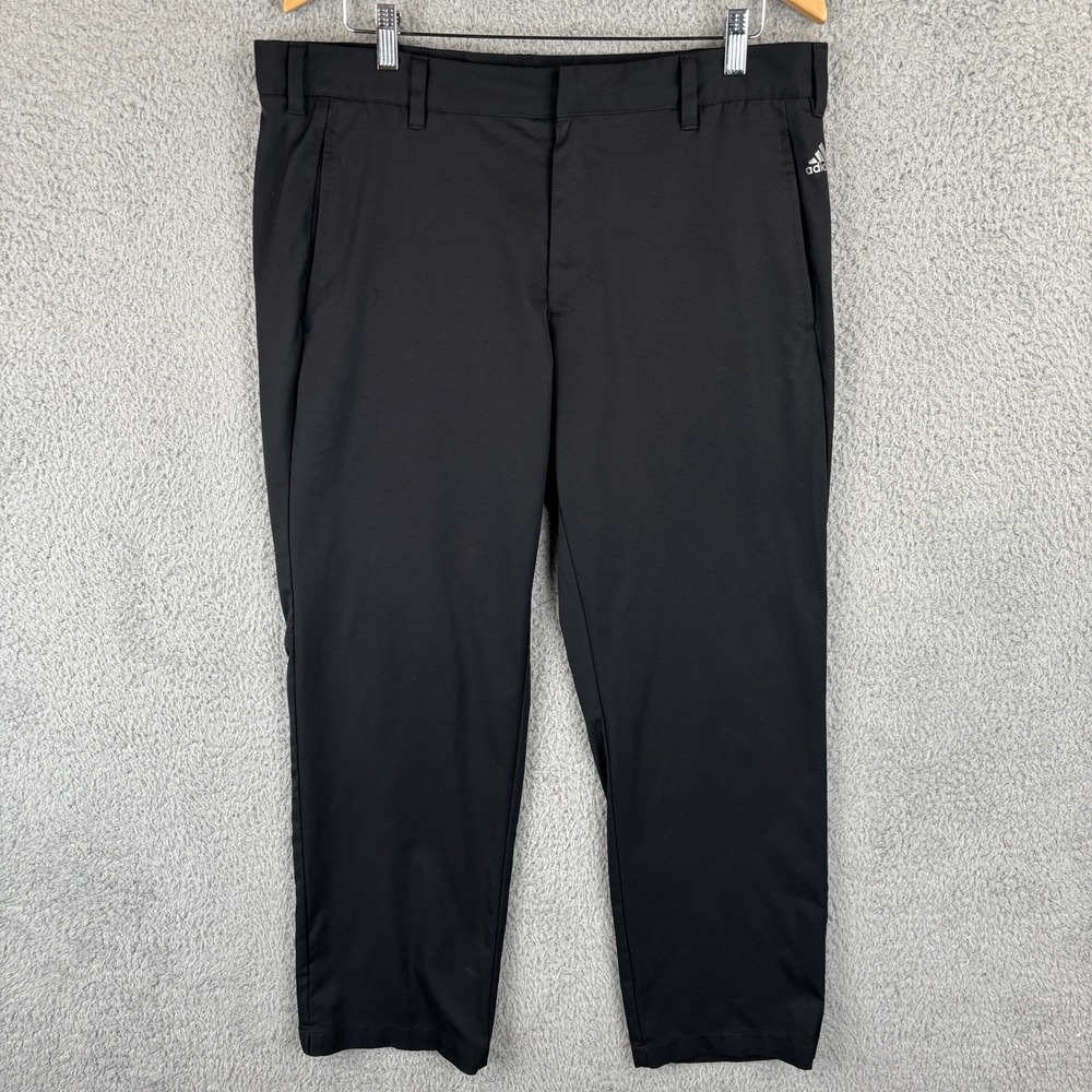Adidas Golf Pants Mens 36x30 Black 3 Stripe Casual‎ Stretch Performance